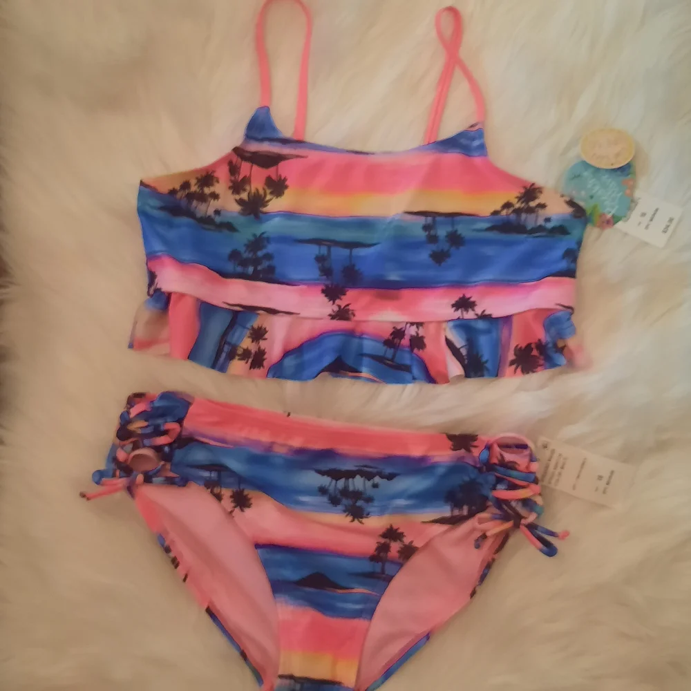 Tropical Sunset Kids Swim Set -Mid Kini Size: 16 - NWT